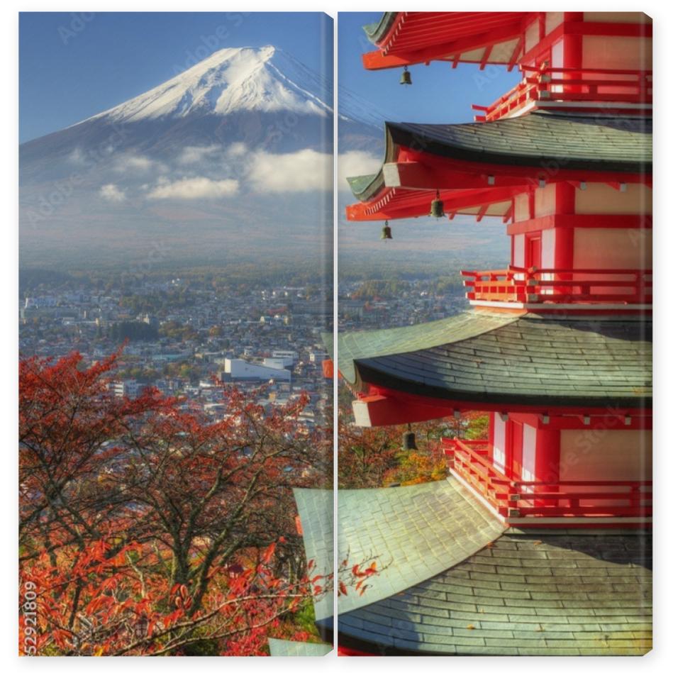 Obraz Dyptyk Mt. Fuji and Autumn Leaves at
