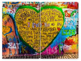 Obraz Dyptyk graffiti of heart with