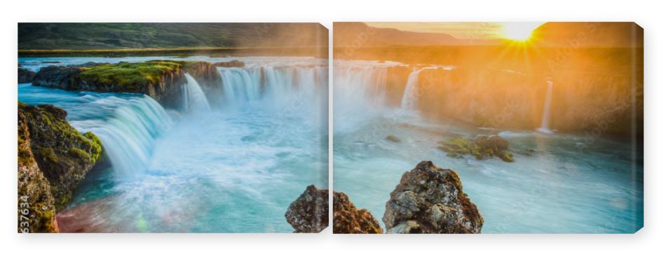 Obraz Dyptyk Iceland, Godafoss at sunset,