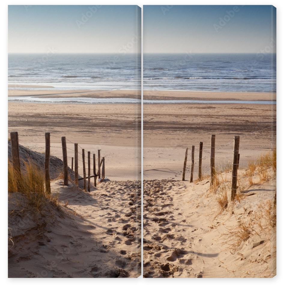 Obraz Dyptyk sand path to North sea at