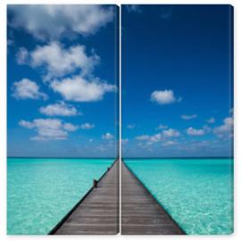 Obraz Dyptyk Wooden pier with blue sea and