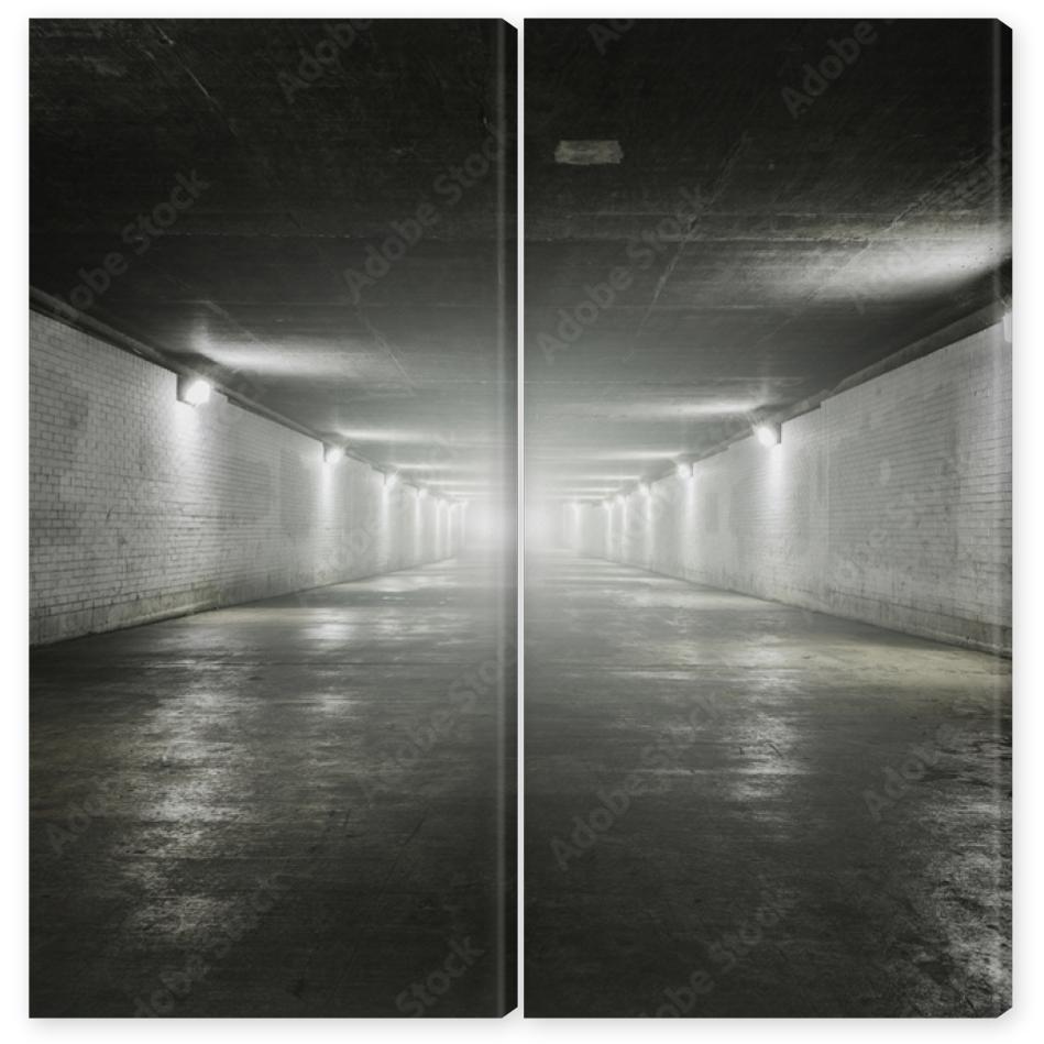 Obraz Dyptyk Empty tunnel with light