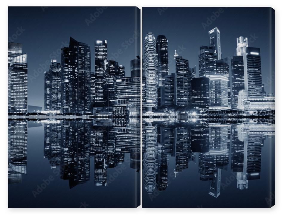 Obraz Dyptyk Singapore downtown night view