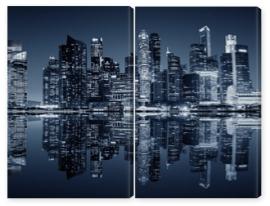 Obraz Dyptyk Singapore downtown night view