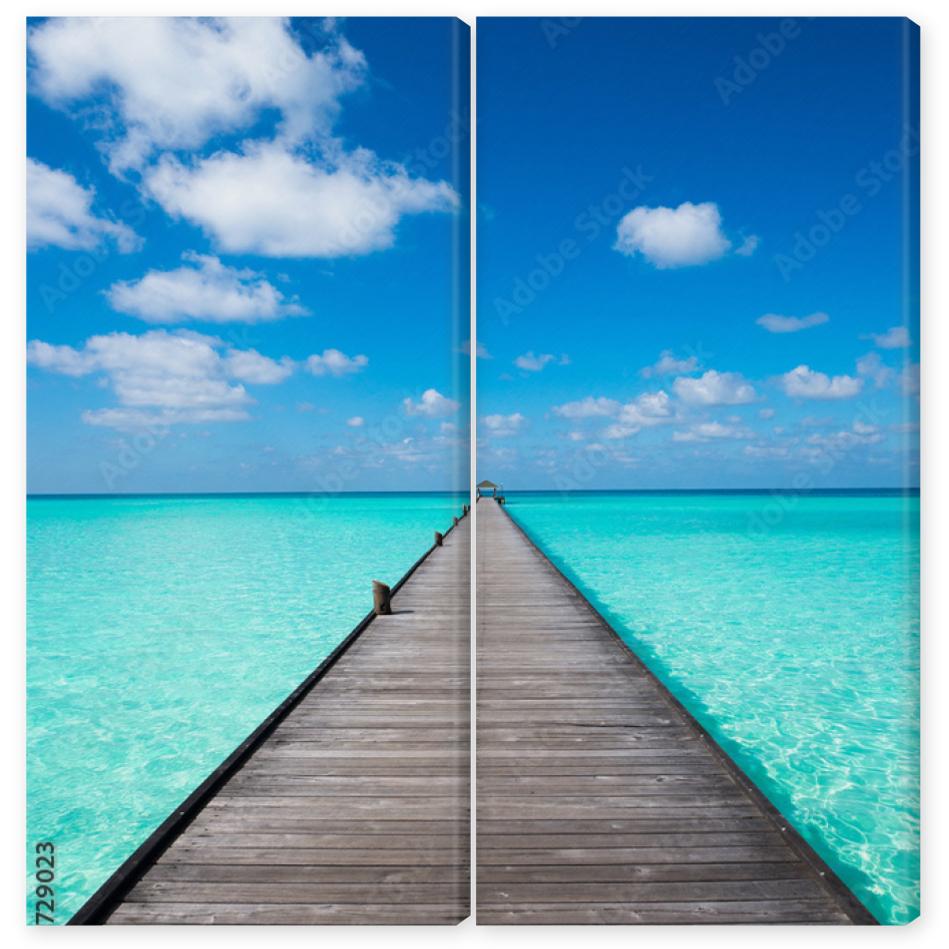 Obraz Dyptyk Wooden pier with blue sea and