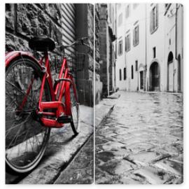 Obraz Dyptyk Retro vintage red bike on