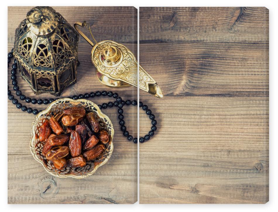 Obraz Dyptyk Ramadan lamp, rosary and