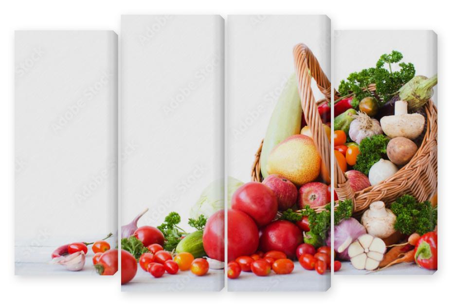 Obraz Kwadryptyk Fresh vegetables and fruits