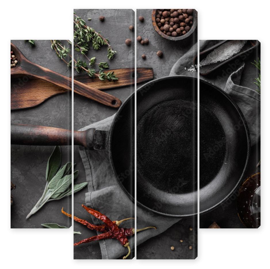 Obraz Kwadryptyk dark culinary background with