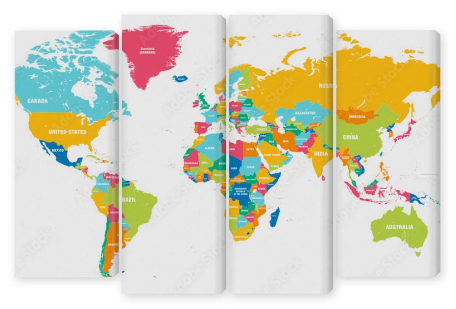 Obraz Kwadryptyk Colorful Vector world map