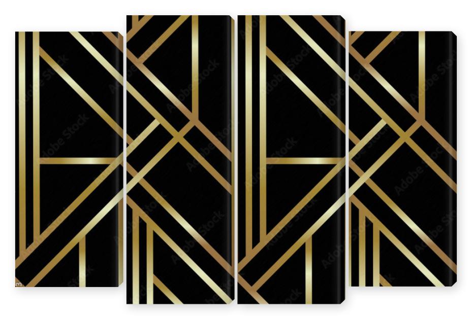 Obraz Kwadryptyk Seamless geometric golden Art