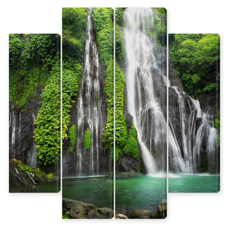 Obraz Kwadryptyk Jungle waterfall cascade in