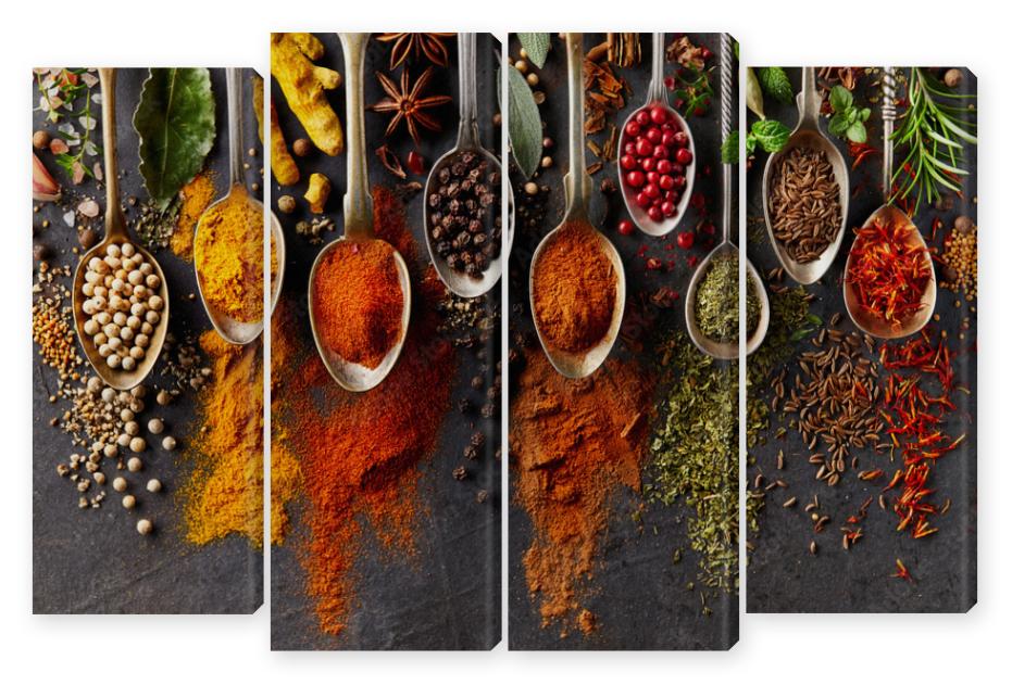 Obraz Kwadryptyk Spices on black background