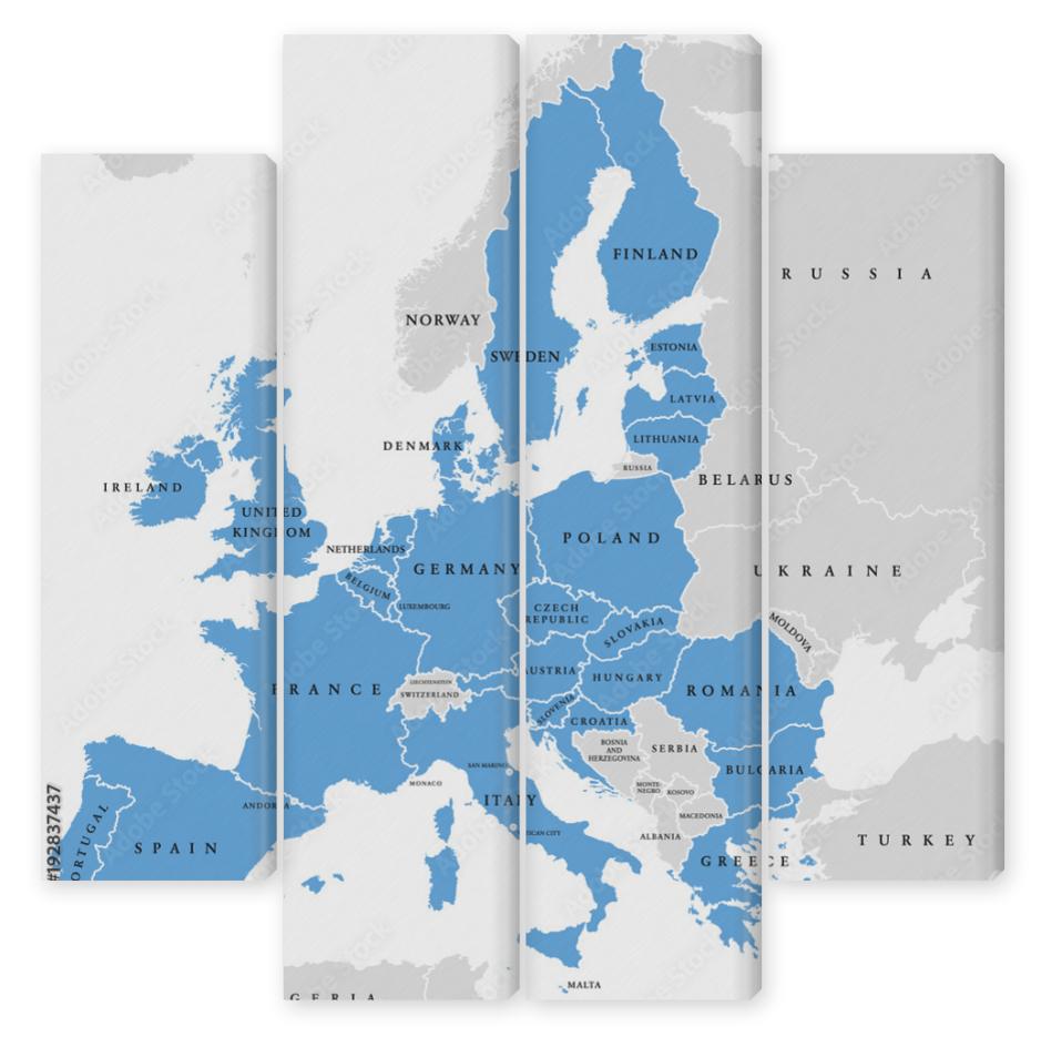 Obraz Kwadryptyk European Union countries.