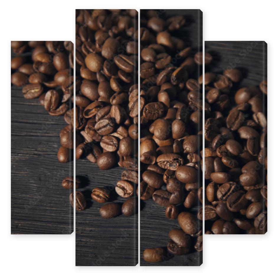 Obraz Kwadryptyk coffee beans on a black old 