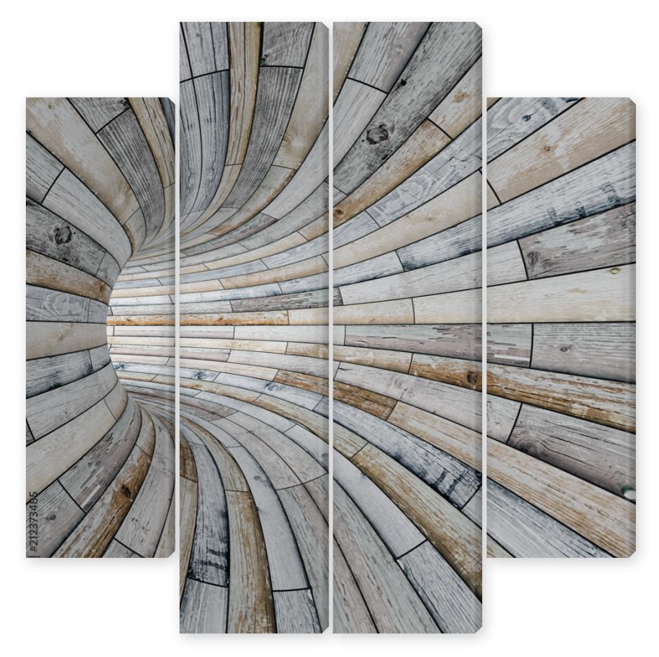 Obraz Kwadryptyk Wood textured tunnel