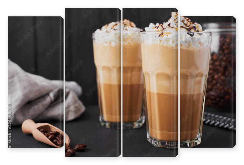 Obraz Kwadryptyk Iced caramel latte coffee in a
