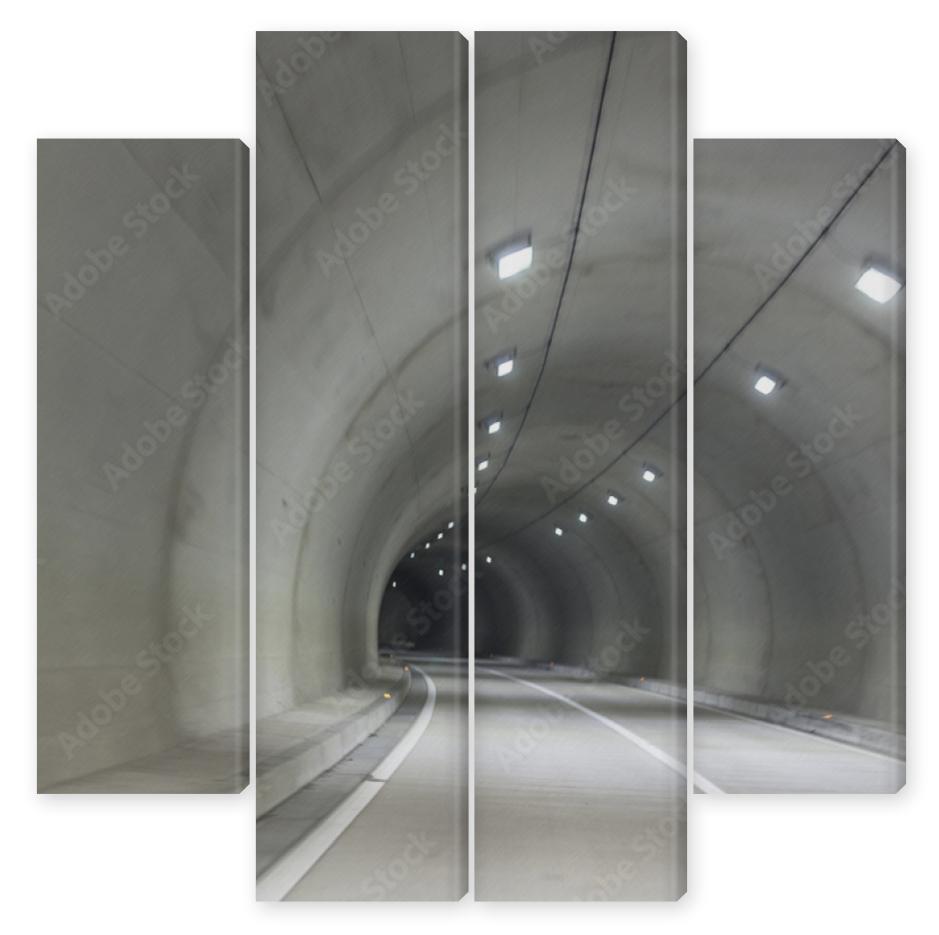 Obraz Kwadryptyk highway road tunnel