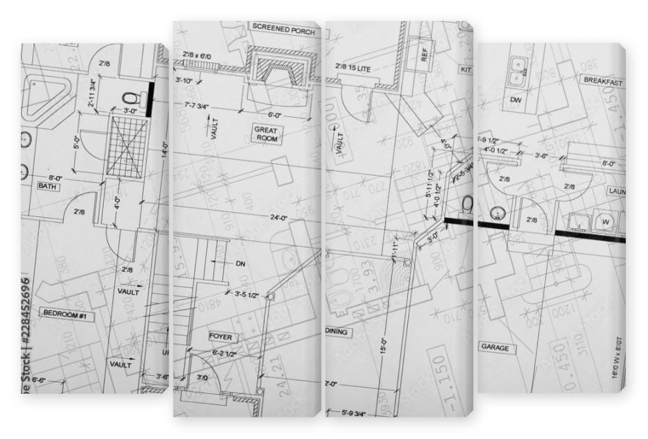 Obraz Kwadryptyk Architectural drawing