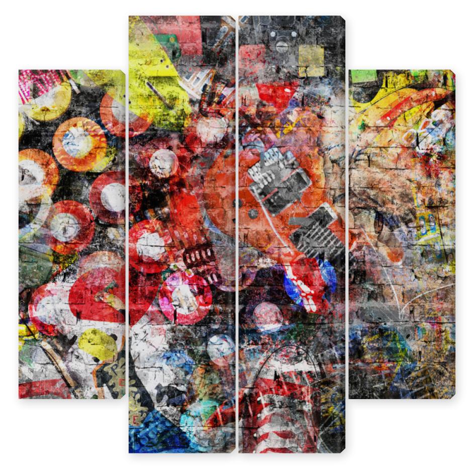 Obraz Kwadryptyk Collage in grunge style on a