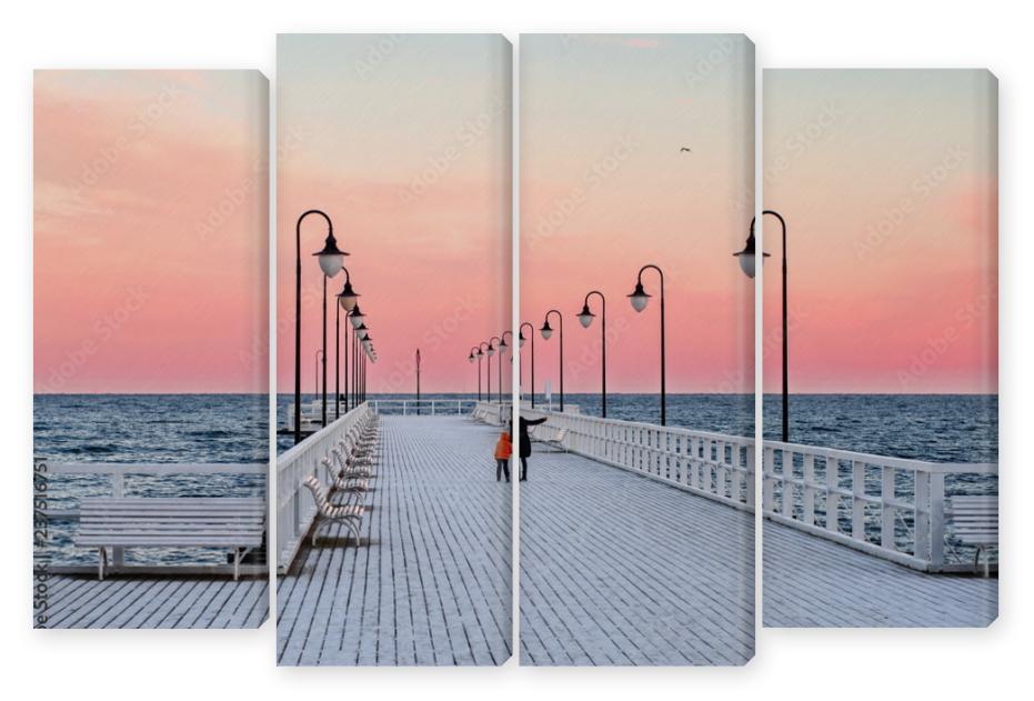 Obraz Kwadryptyk pier in baltic sea winter