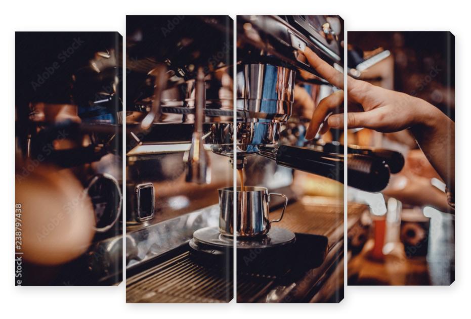 Obraz Kwadryptyk baristas coffee drink