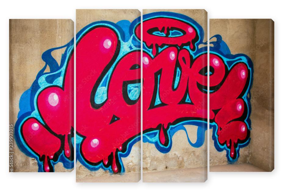 Obraz Kwadryptyk graffiti of word love on a