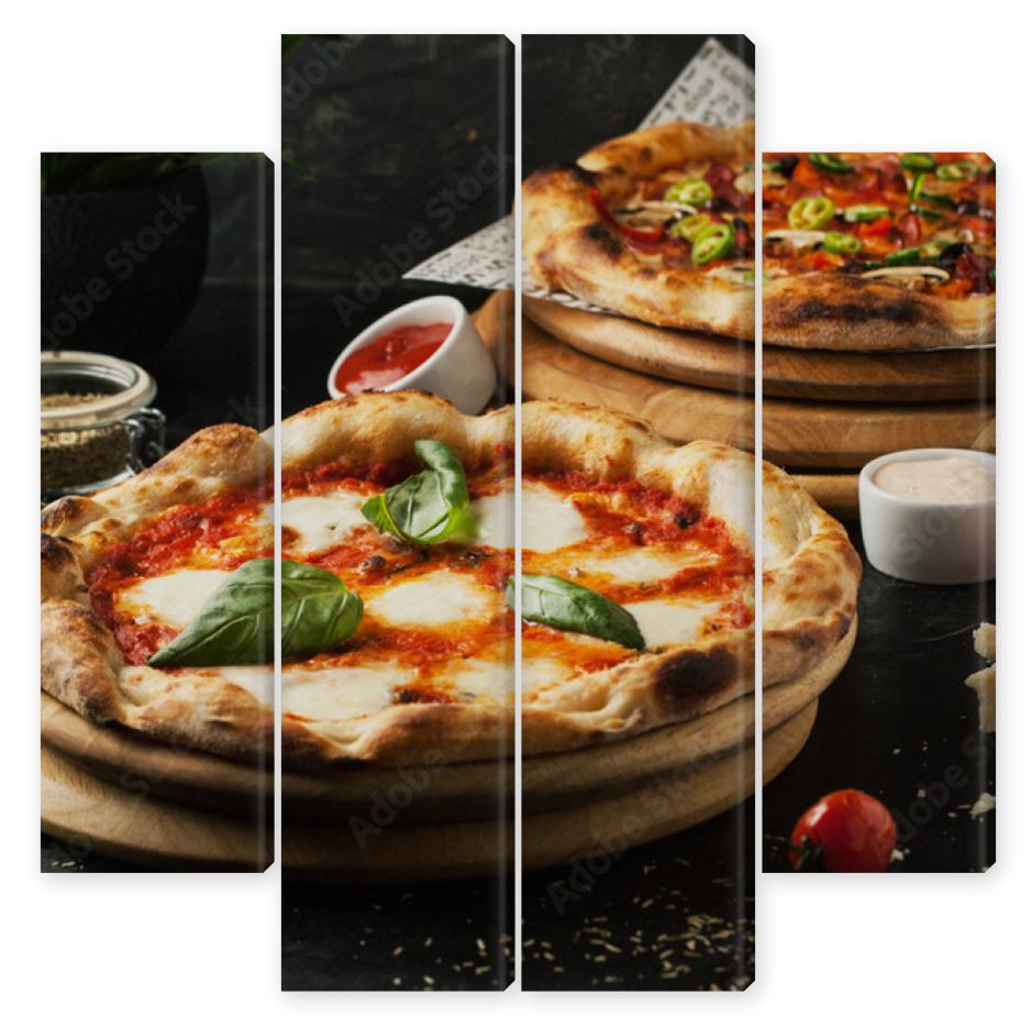 Obraz Kwadryptyk Delicious pizza with