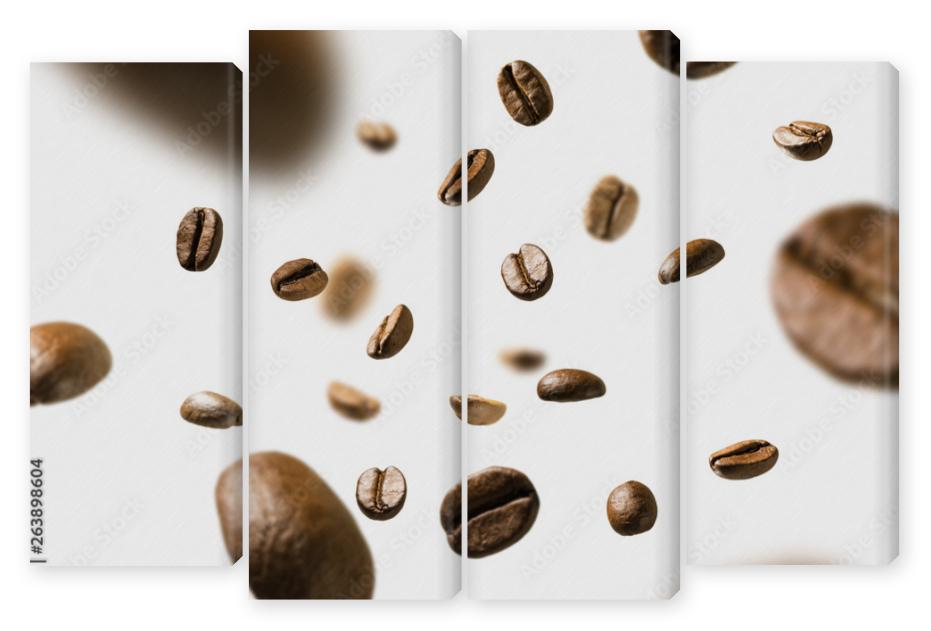 Obraz Kwadryptyk Coffee beans in flight on