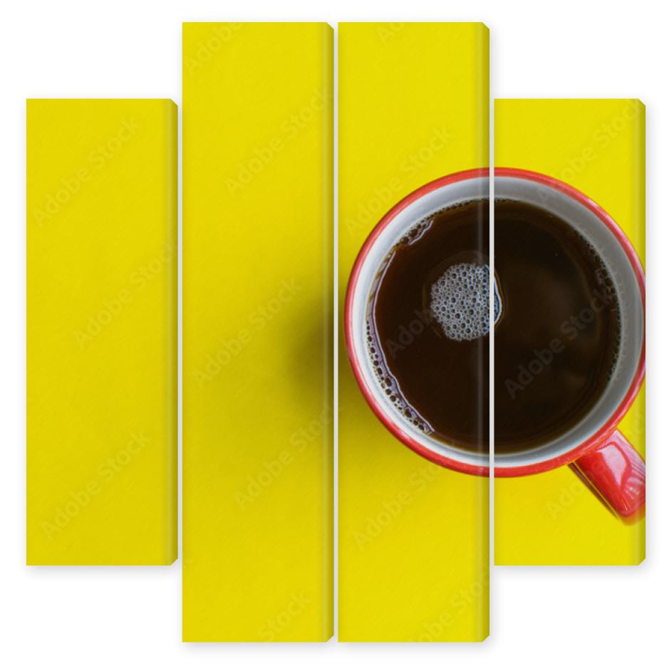 Obraz Kwadryptyk cup of coffee on yellow