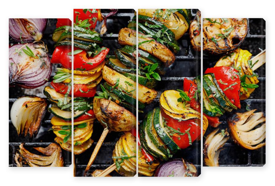 Obraz Kwadryptyk Vegetarian skewers, grilled