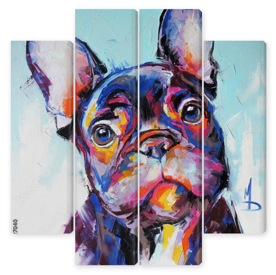 Obraz Kwadryptyk Oil dog portrait painting in