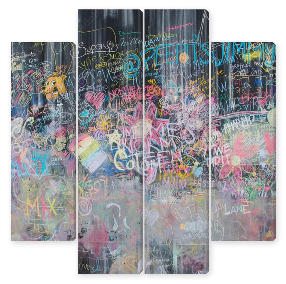 Obraz Kwadryptyk graffiti on a black chalkboard