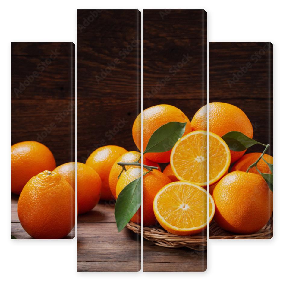 Obraz Kwadryptyk fresh orange fruits with