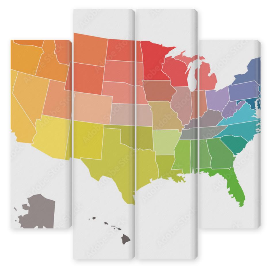 Obraz Kwadryptyk Blank map of USA, United