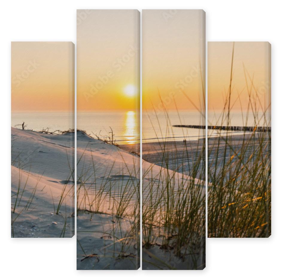 Obraz Kwadryptyk Sunset at the Baltic Sea Beach