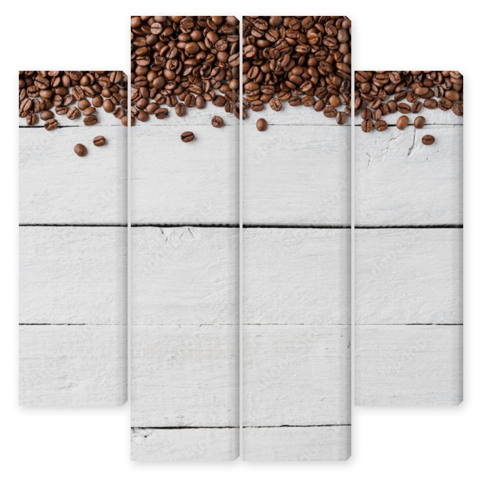 Obraz Kwadryptyk Aromatic coffee beans on white