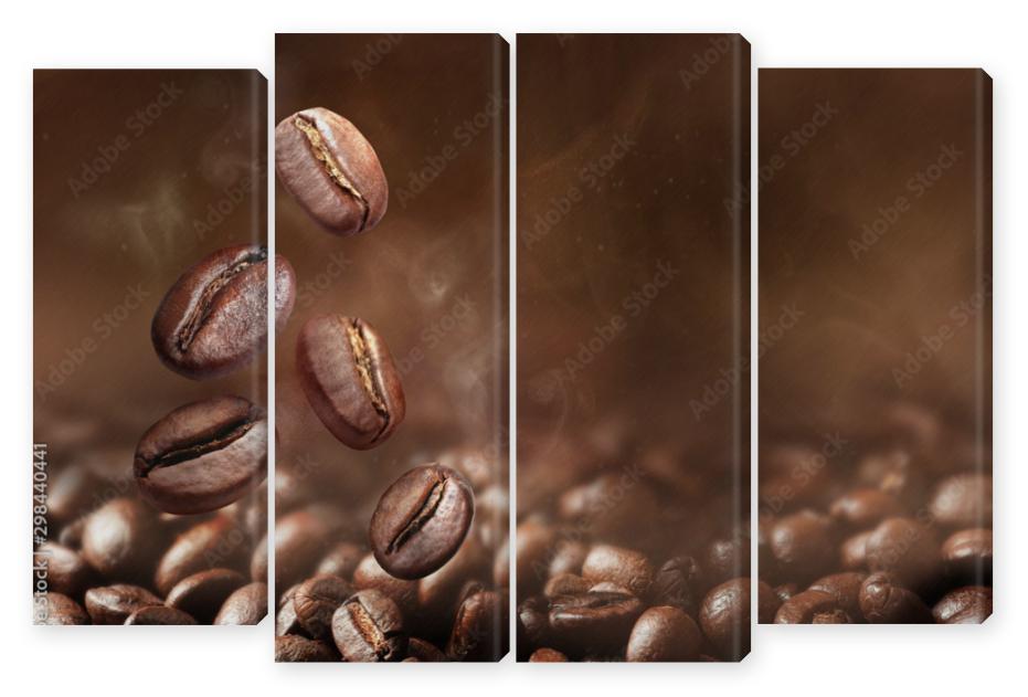 Obraz Kwadryptyk Roasted coffee beans on grey