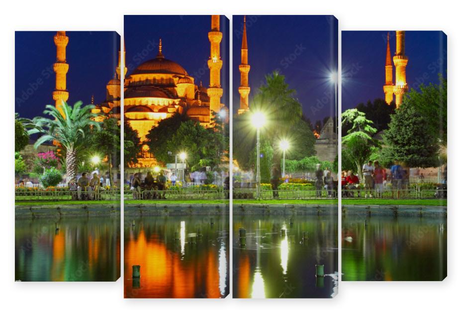 Obraz Kwadryptyk Blue Mosque with reflection -
