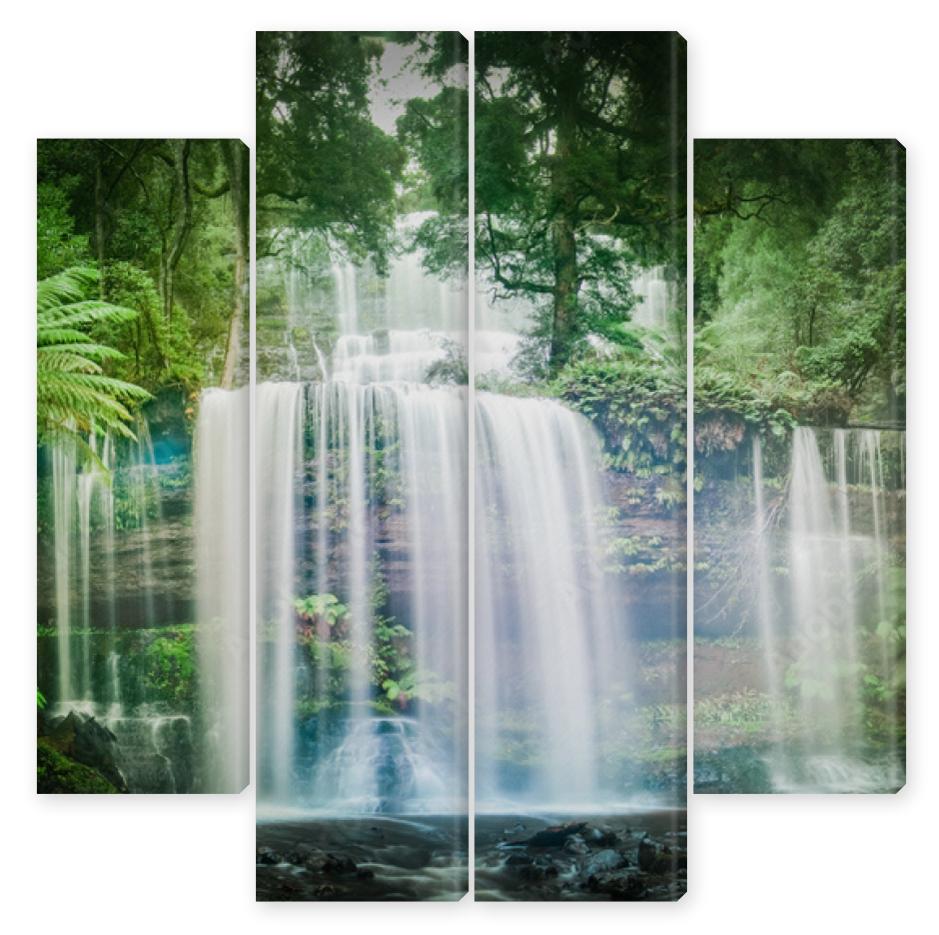 Obraz Kwadryptyk Waterfall in dense rainforest