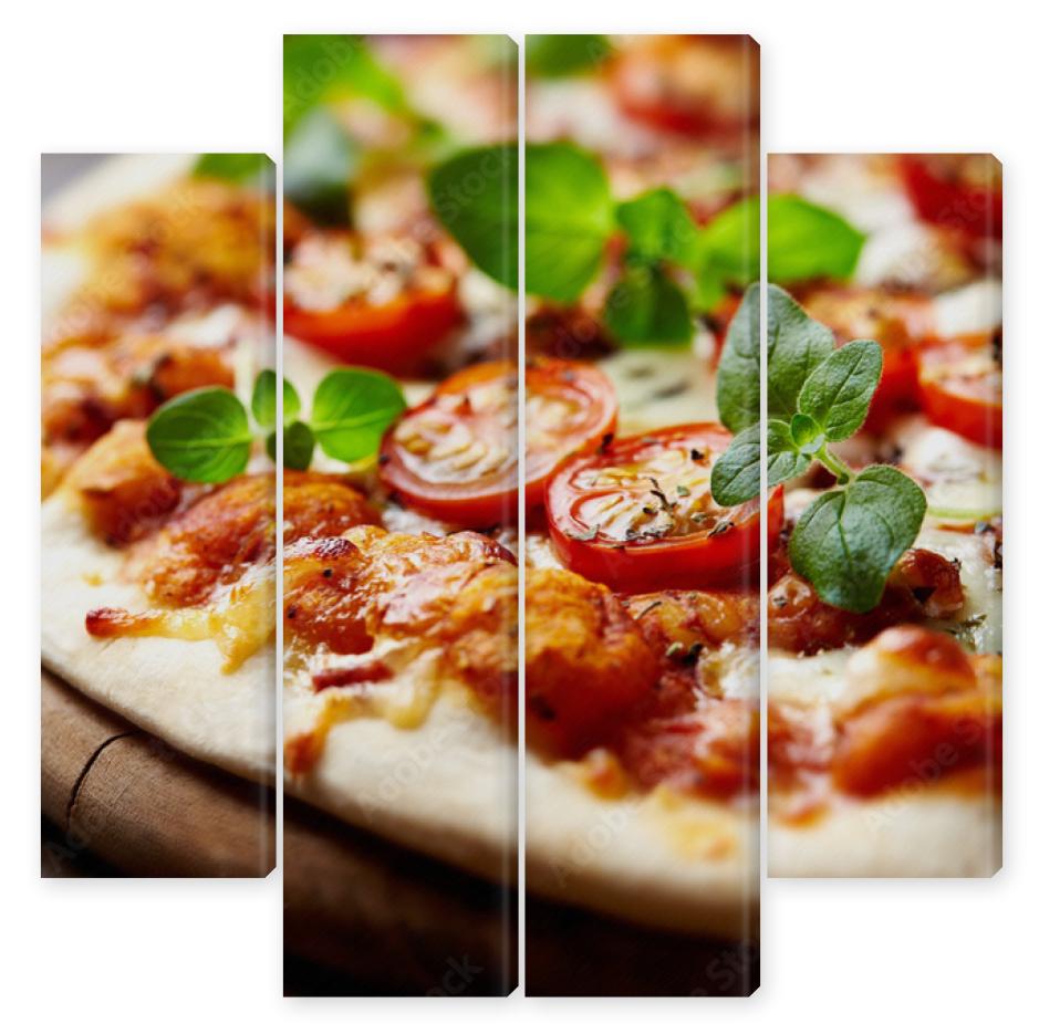 Obraz Kwadryptyk Tasty vegetarian pizza with