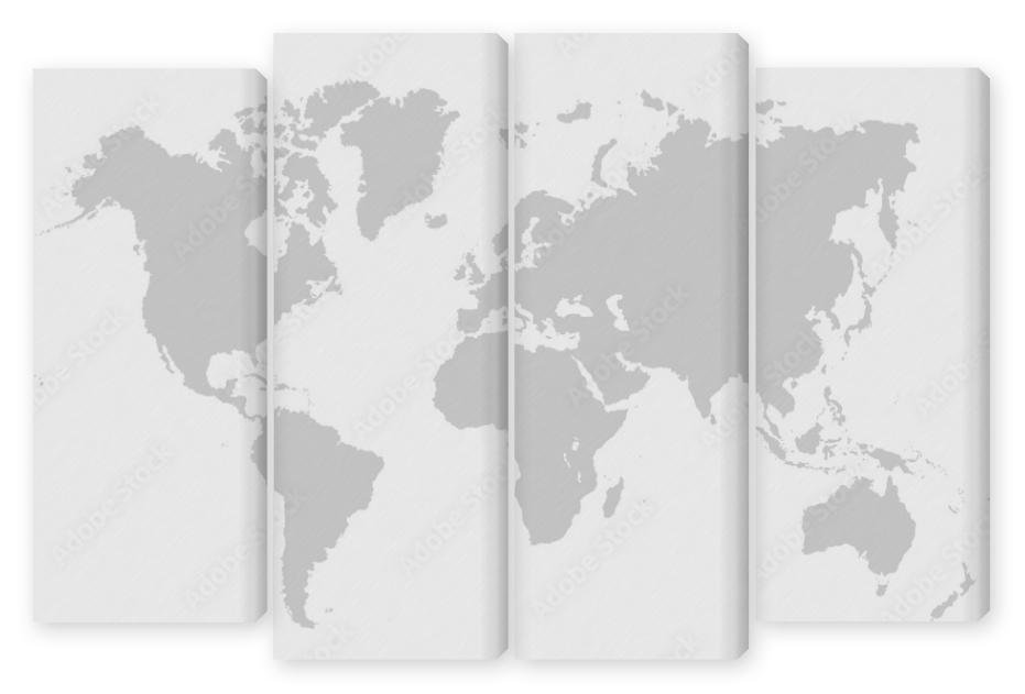 Obraz Kwadryptyk World map on white background.