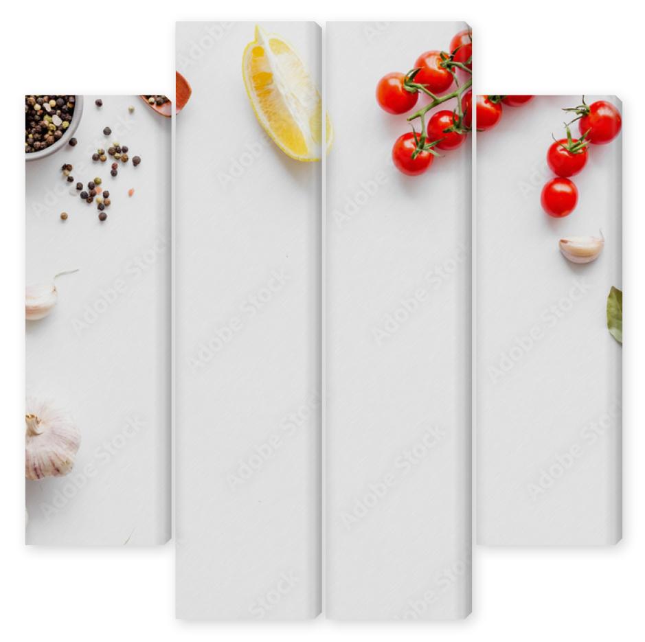 Obraz Kwadryptyk Kitchen frame with spices and