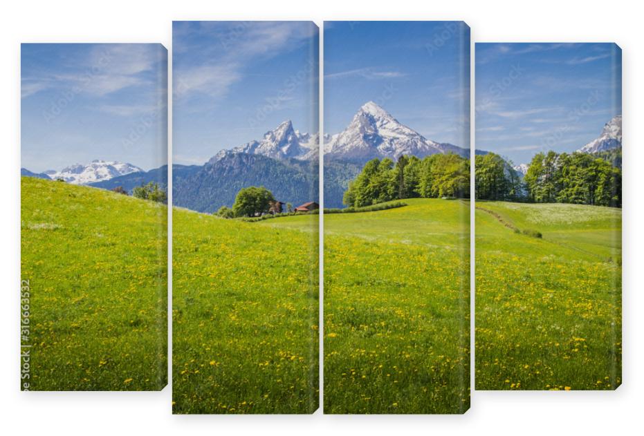 Obraz Kwadryptyk Idyllic landscape in the Alps