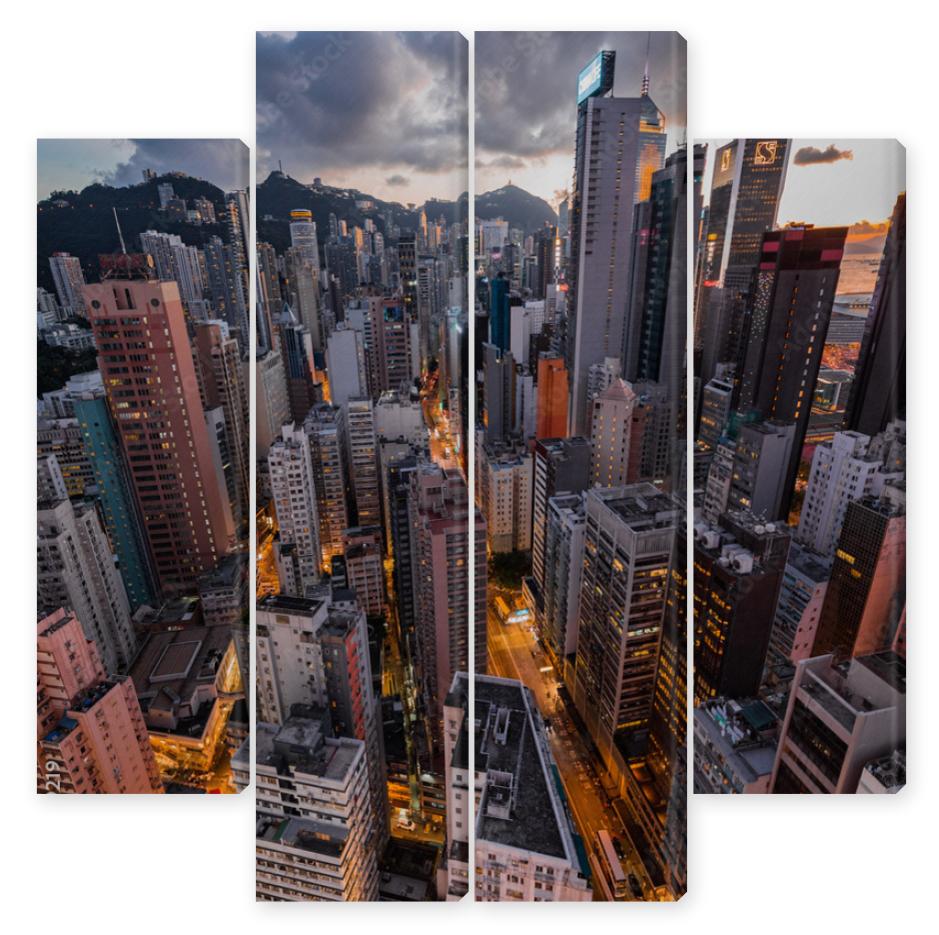 Obraz Kwadryptyk Hong Kong Cityscape Night
