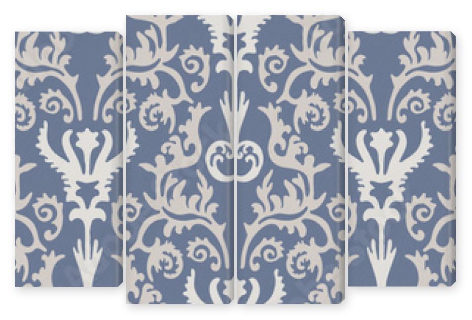 Obraz Kwadryptyk French blue damask shabby chic