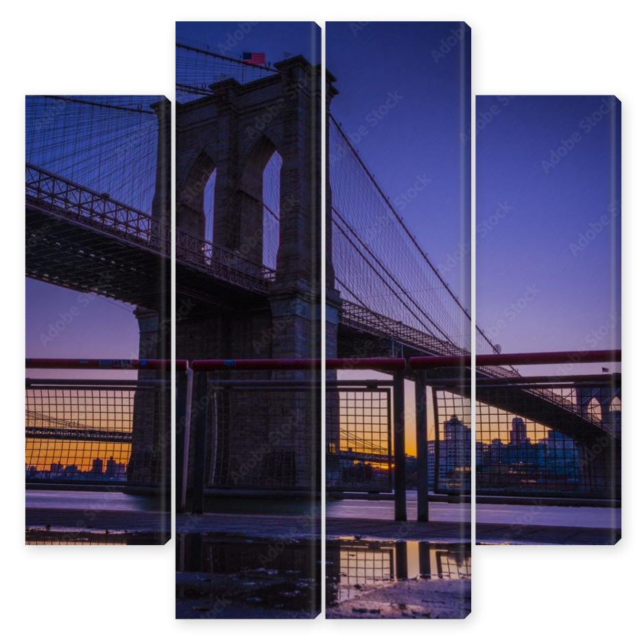 Obraz Kwadryptyk bridge cold brooklyn new york