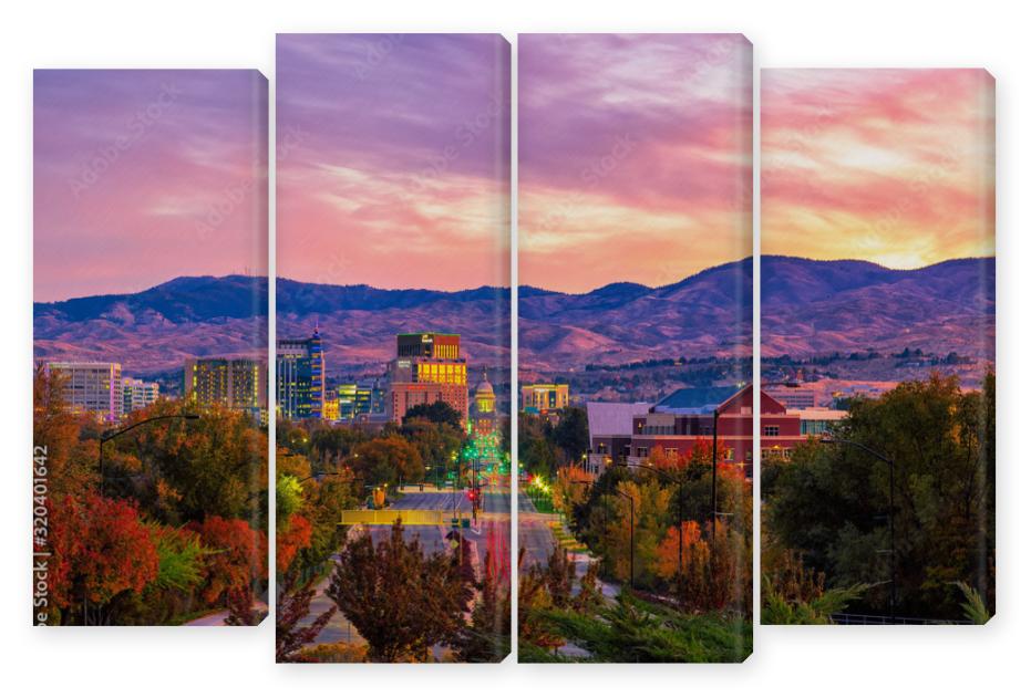 Obraz Kwadryptyk Boise Idaho skyline morning