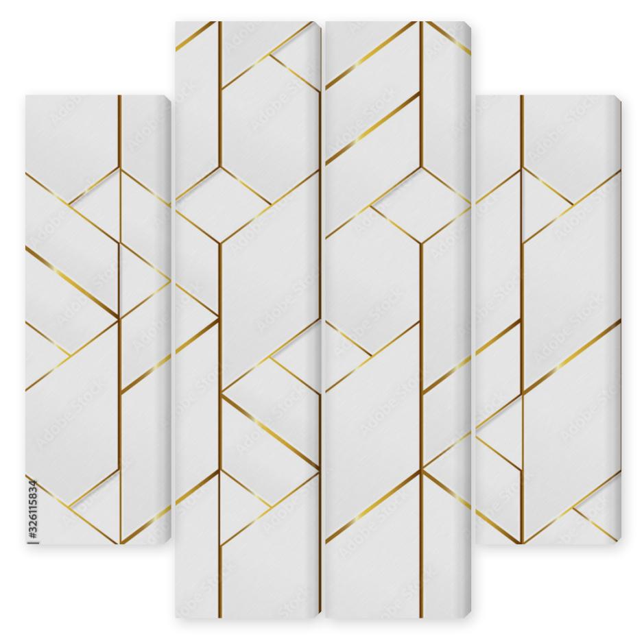 Obraz Kwadryptyk gold frame mosaic seamless