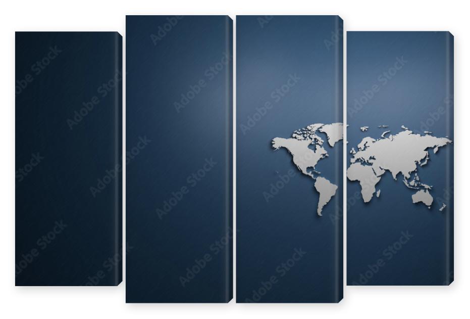 Obraz Kwadryptyk World map on blue background